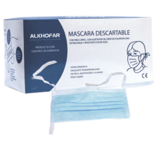 MASCARILLA DESCARTABLE DE 3 PLIEGUES
