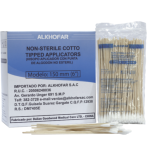 HISOPO APLICADOR DE 6" CON PUNTA DE ALGODON NO ESTERIL
